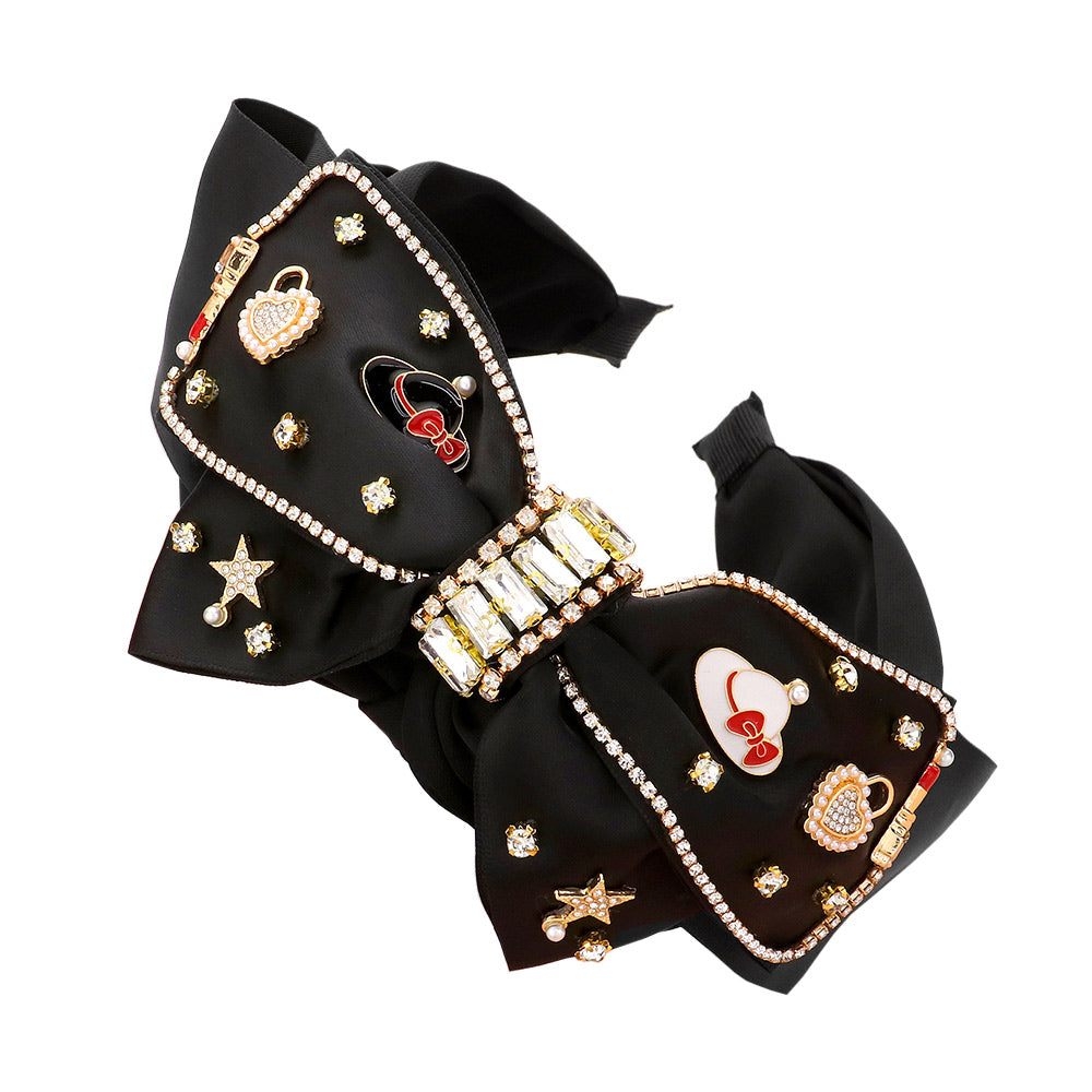 iLLASPARKZ Pearl Heart Lock Hat Star Lipstick Embellished Bow Headband