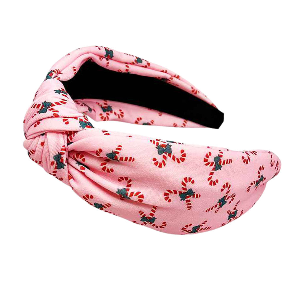 iLLASPARKZ Christmas Candy Cane Pattern Printed Knot Headband