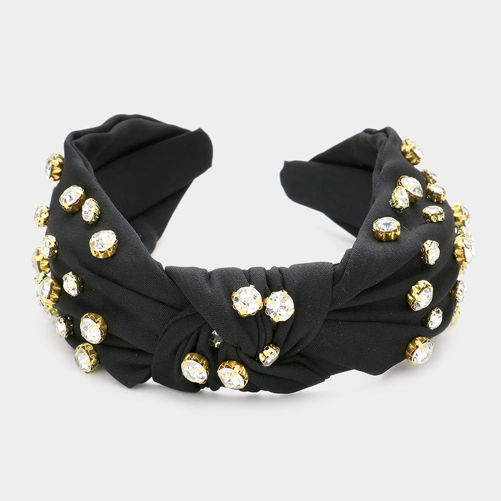 iLLASPARKZ Stone Embellished Burnout Knot Headband