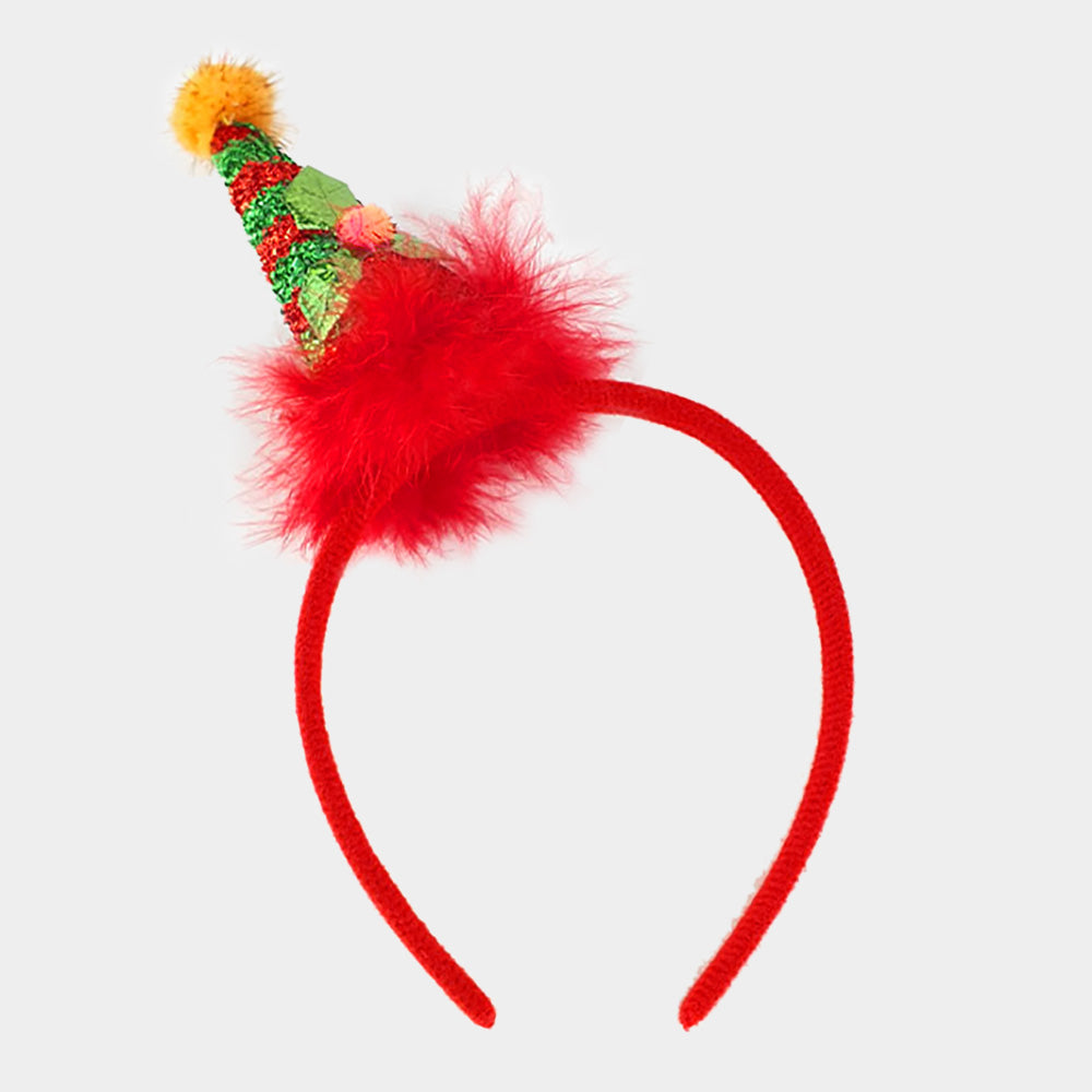 iLLASPARKZ LED Light Up Faux Fur Christmas Santa Hat Pom Pom Headband