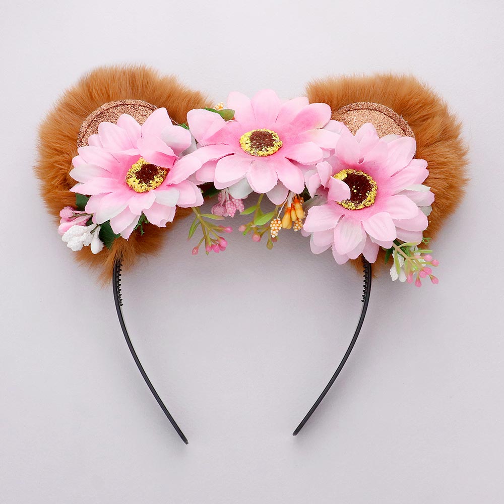 iLLASPARKZ Flower Faux Fur Animal Ears Headband