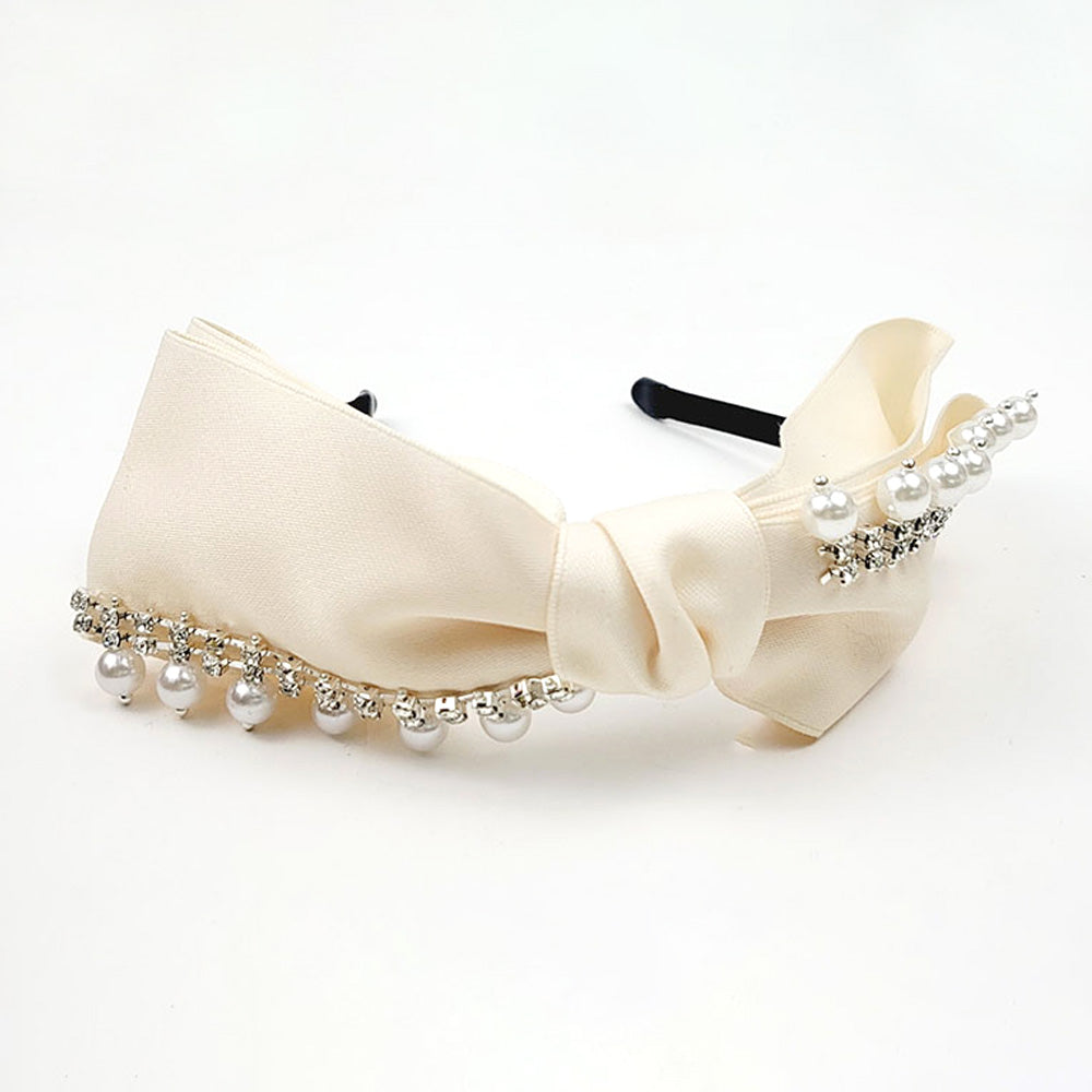 iLLASPARKZ Pearl Stone Embellished Bow Headband