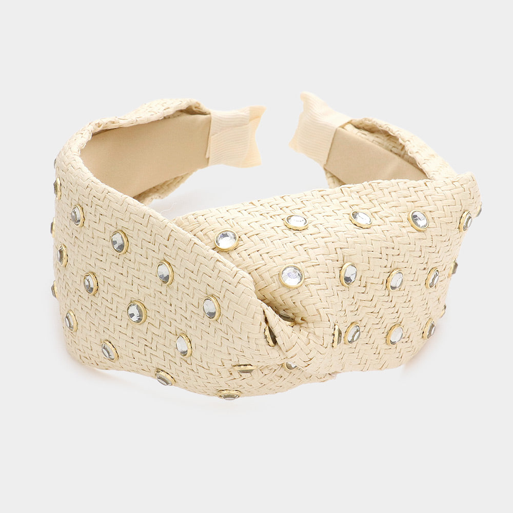 iLLASPARKZ Stone Embellished Straw Twisted Headband