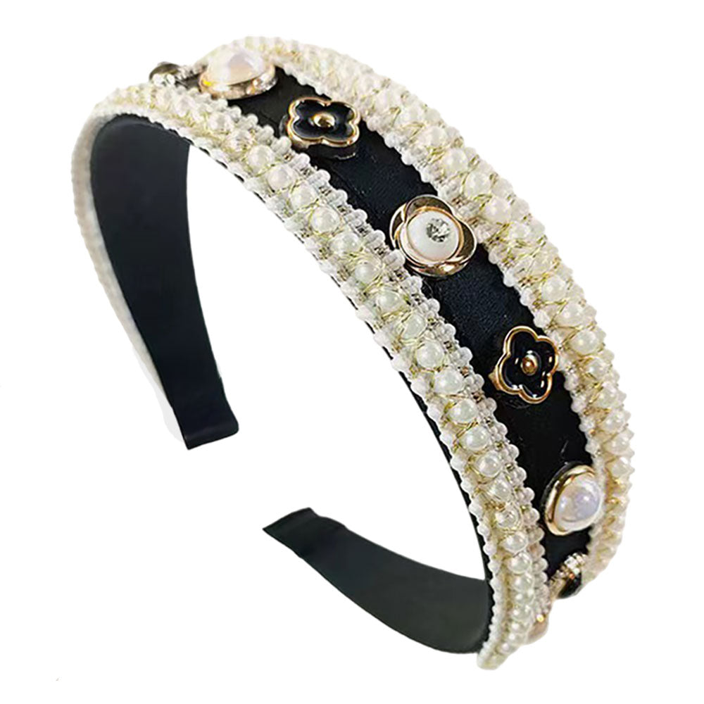 iLLASPARKZ Pearl Enamel Flower Pointed Headband