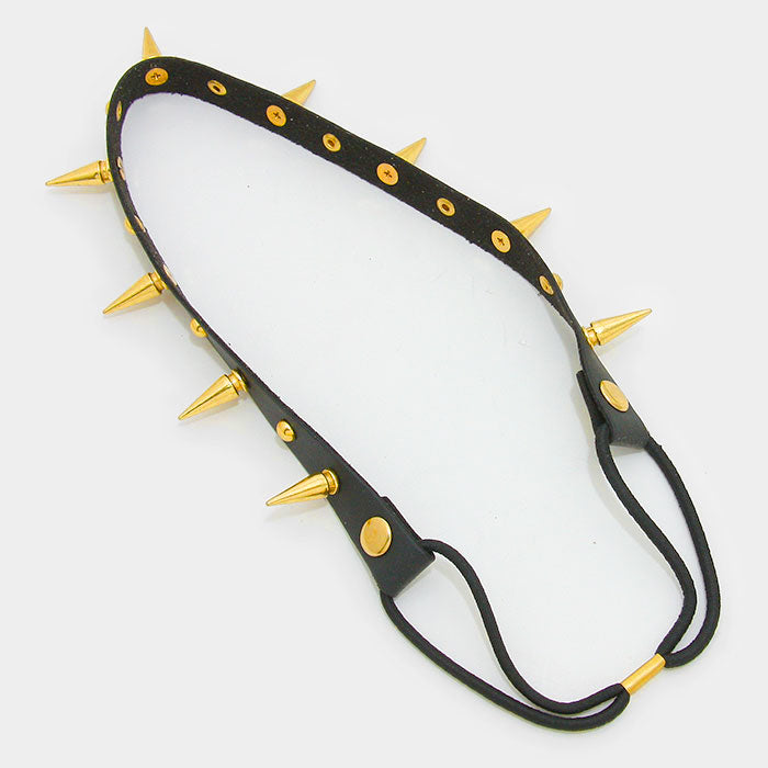 iLLASPARKZ Metal spike studded faux leather stretch headband