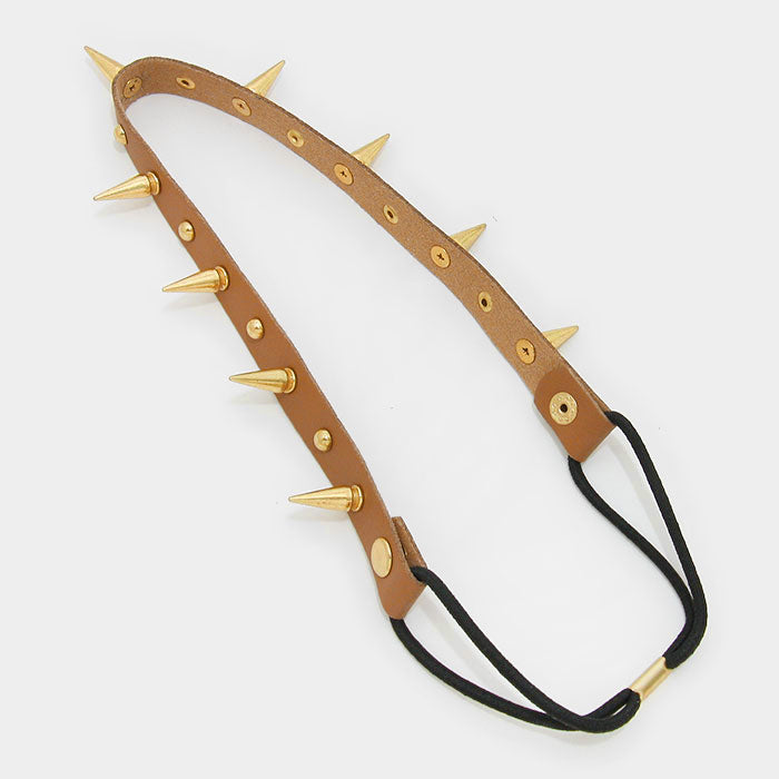 iLLASPARKZ Metal spike studded faux leather stretch headband