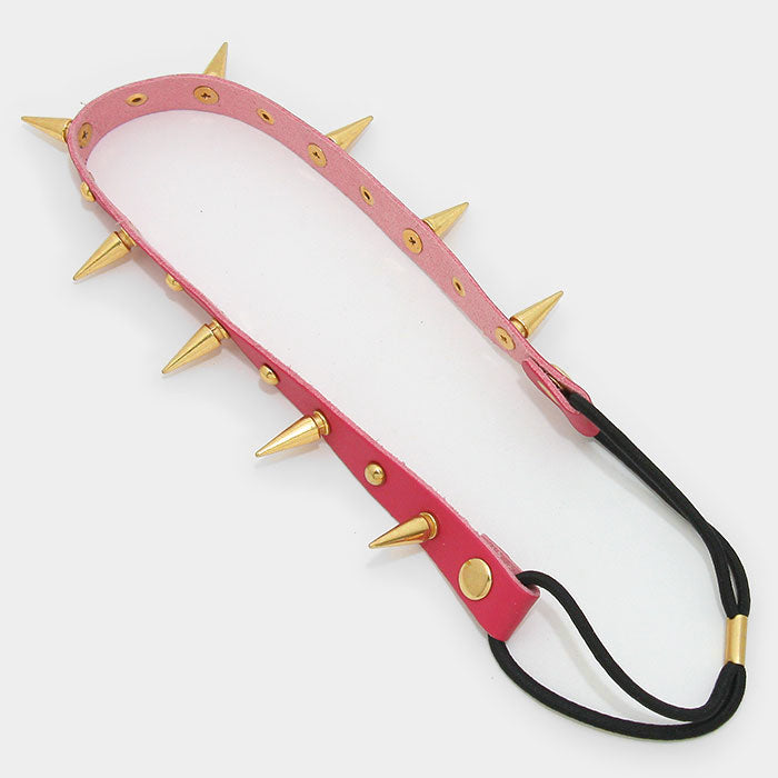 iLLASPARKZ Metal spike studded faux leather stretch headband