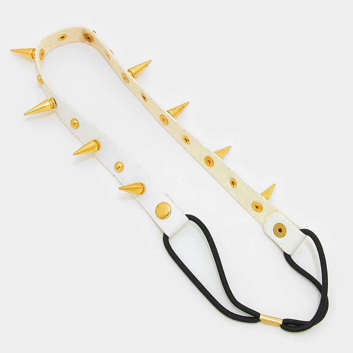 iLLASPARKZ Metal spike studded faux leather stretch headband