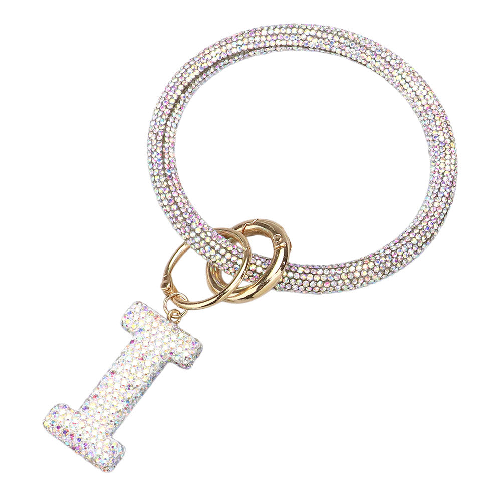 iLLASPARKZ -I- Bling Studded Monogram Charm Bracelet Keychain