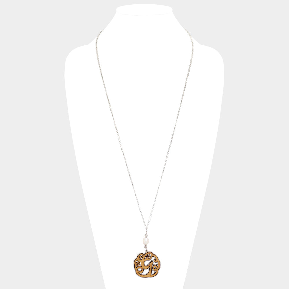 iLLASPARKZ Initial G Monogram Wooden Pendant Necklace