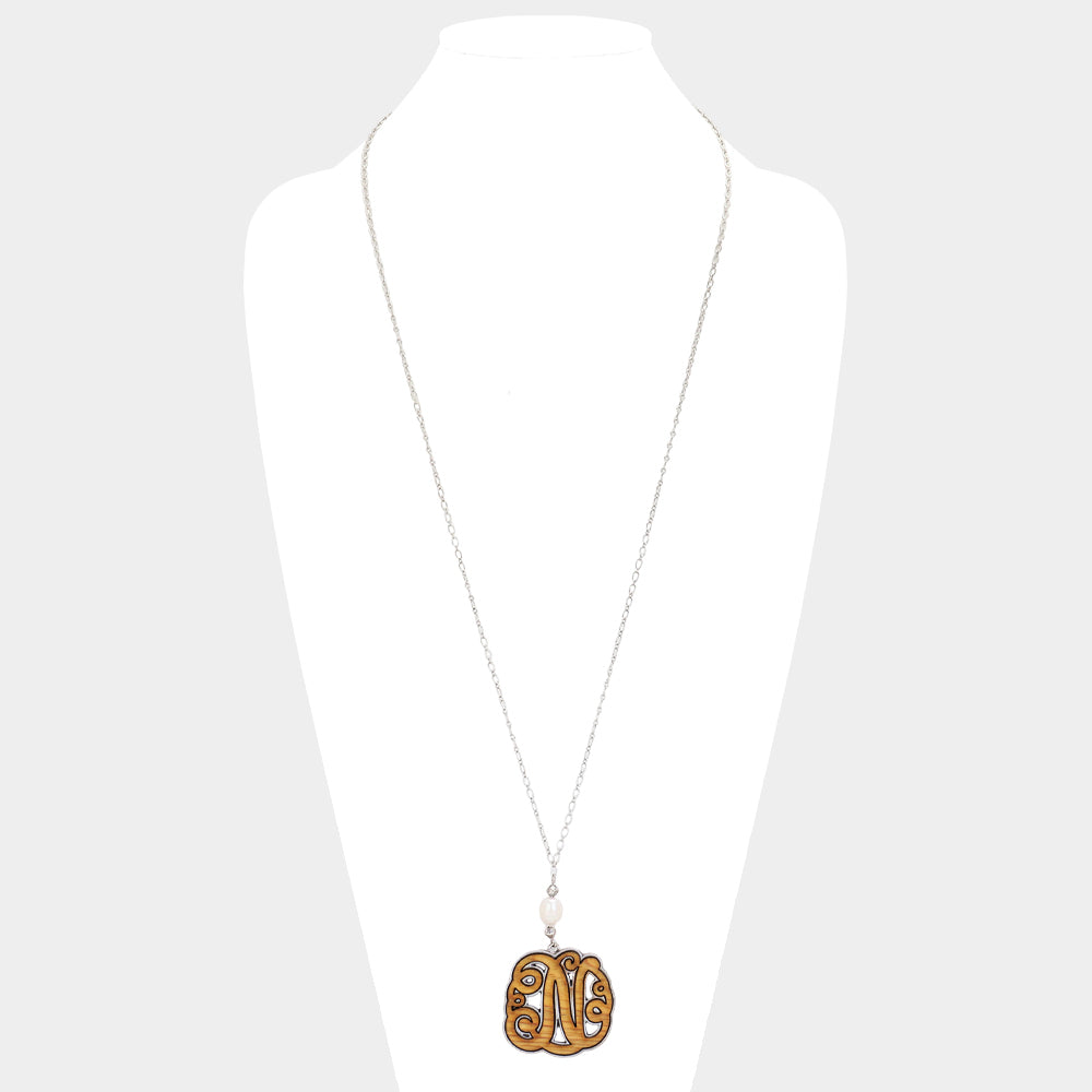 iLLASPARKZ Initial N Monogram Wooden Pendant Necklace