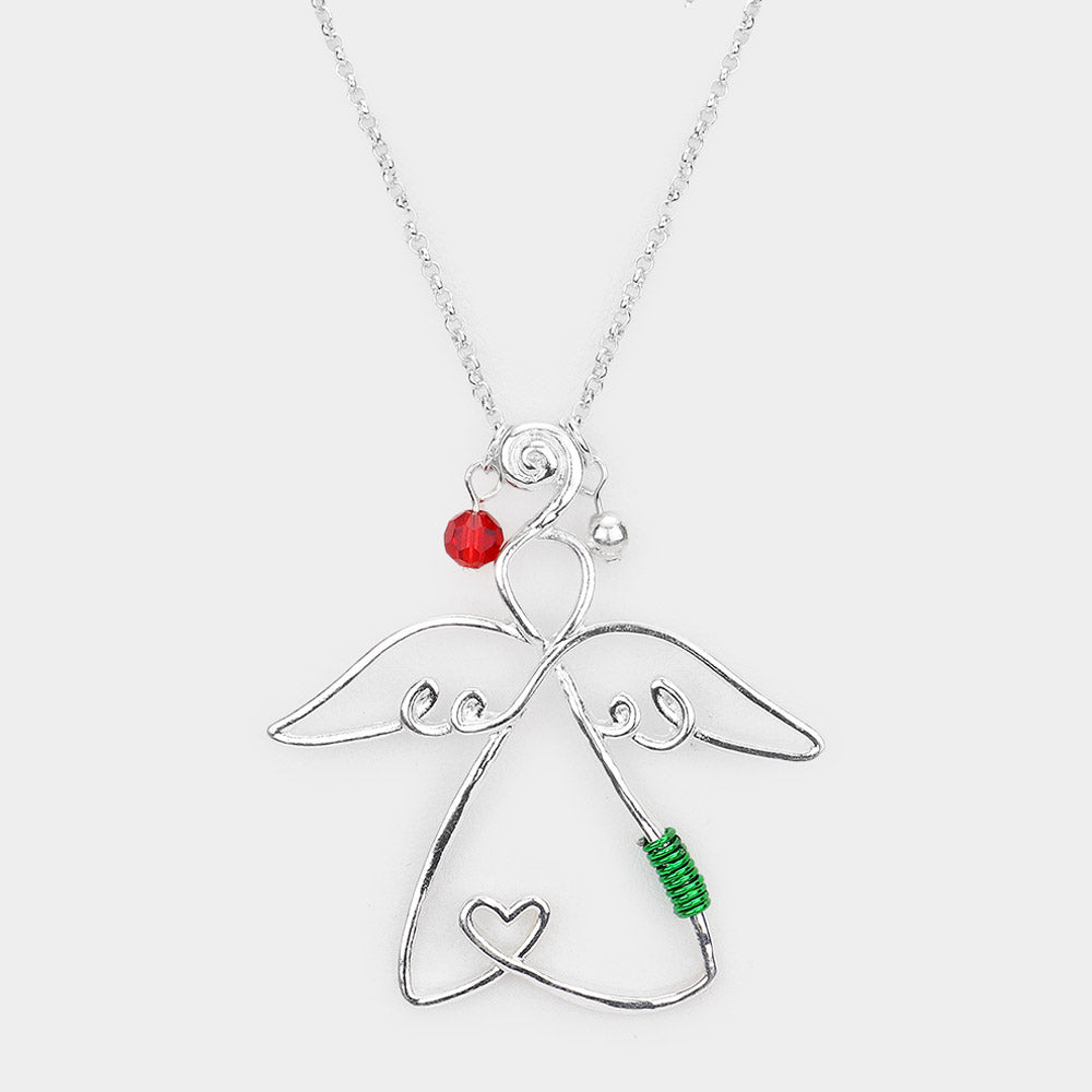 iLLASPARKZ White Christmas Angel Pendant Long Necklace