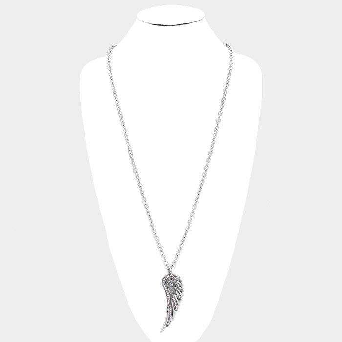 iLLASPARKZ Crystal Embellished Angel Wing Pendant Necklace