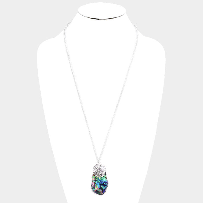 iLLASPARKZ Abstract Abalone Sand Dollar Pendant Long Necklace