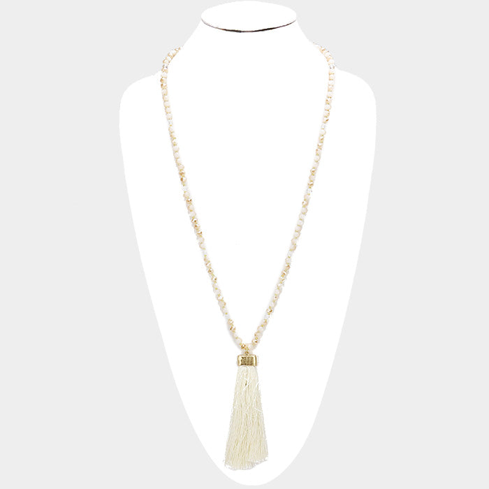 iLLASPARKZ Beaded Drop Tassel Long Necklace