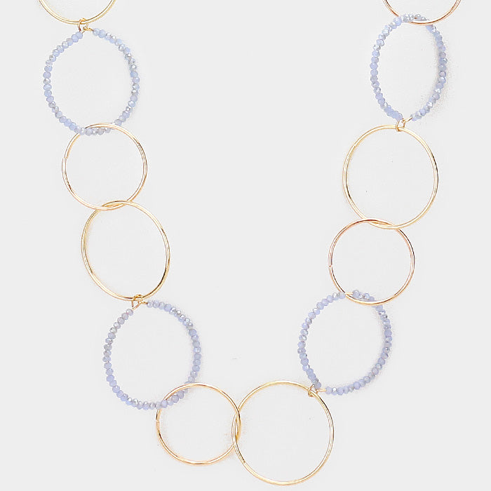 iLLASPARKZ Beaded Hoop Metal Hoop Link Bib Long Necklace