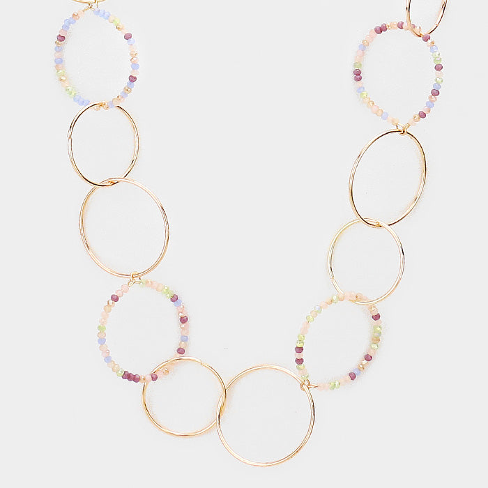 iLLASPARKZ Beaded Hoop Metal Hoop Link Bib Long Necklace