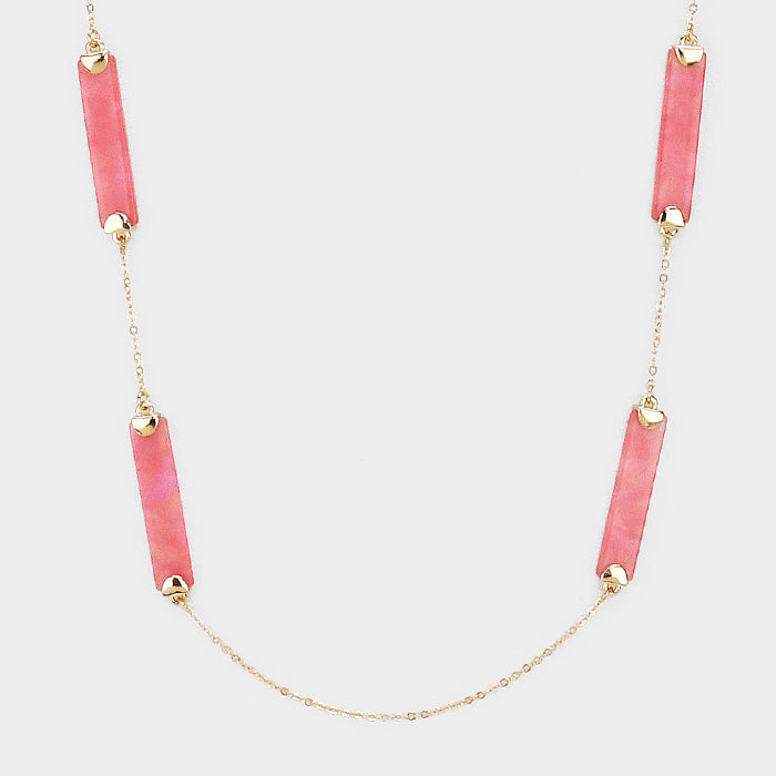 iLLASPARKZ Celluloid Acetate Rectangle Station Long Necklace