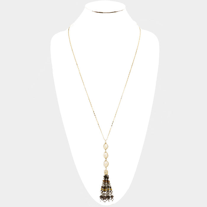 iLLASPARKZ Triple Freshwater Pearl Bead Tassel Long Necklace