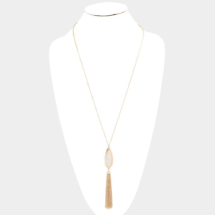 iLLASPARKZ Teardrop Chain Tassel Pendant Long Necklace