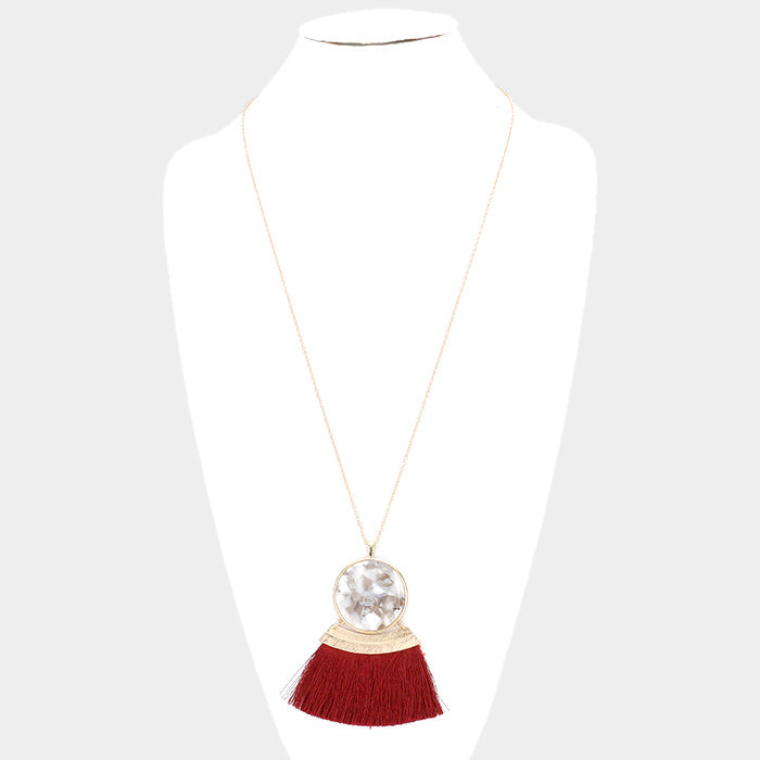 iLLASPARKZ Celluloid Acetate Fan Tassel Pendant Long Necklace