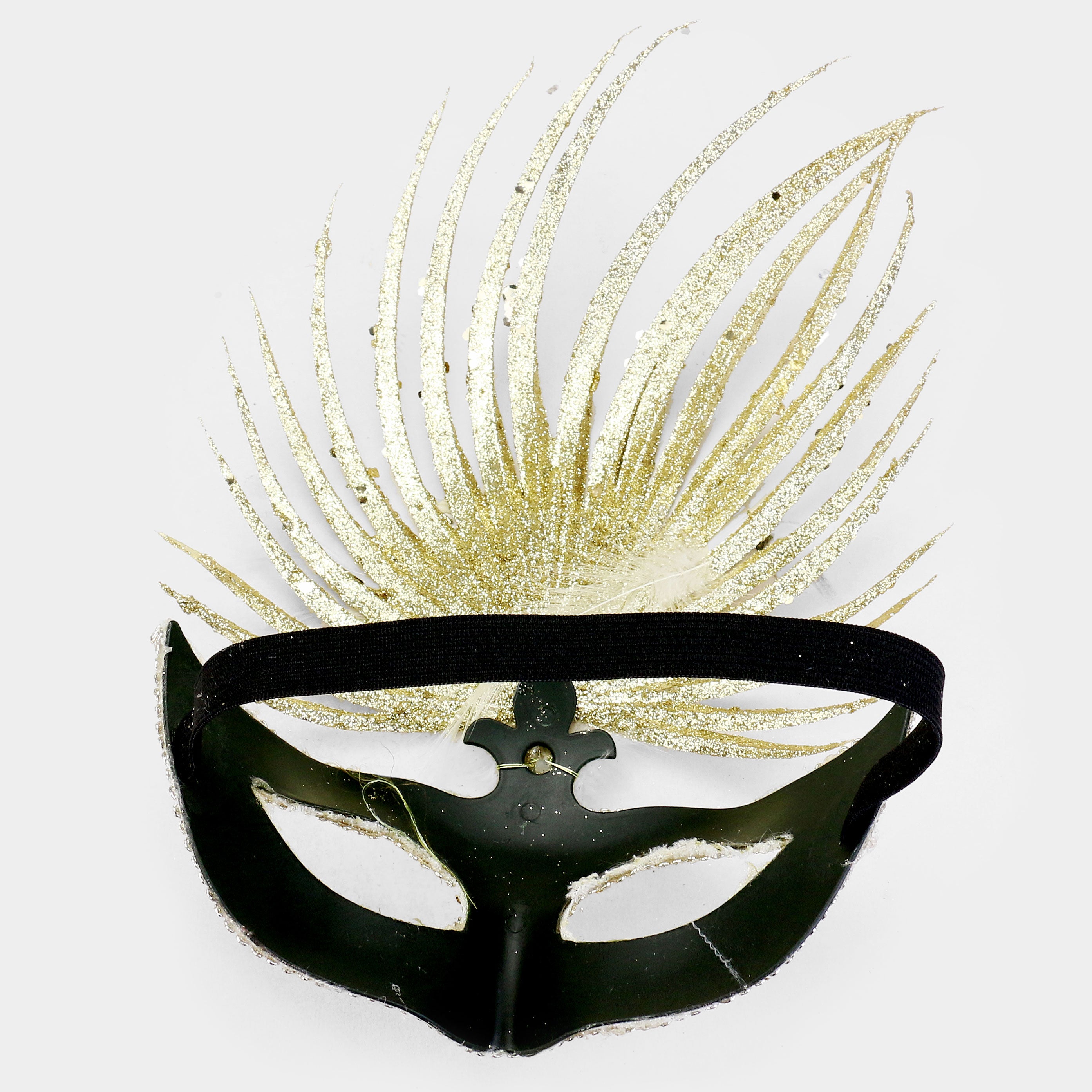 iLLASPARKZ Halloween Teardrop Wide Feather Glitter Masquerade Mask