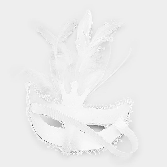 iLLASPARKZ Halloween Crystal Pearl Feather Masquerade Mask