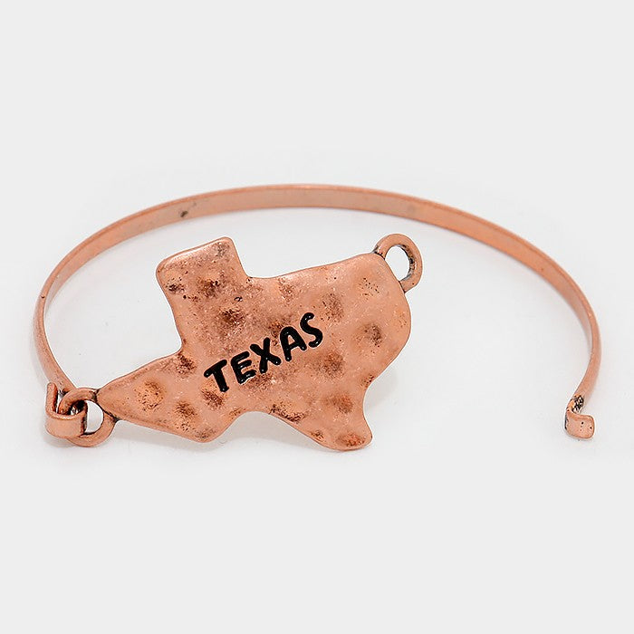 iLLASPARKZ Texas state map hammered metal hook bracelet