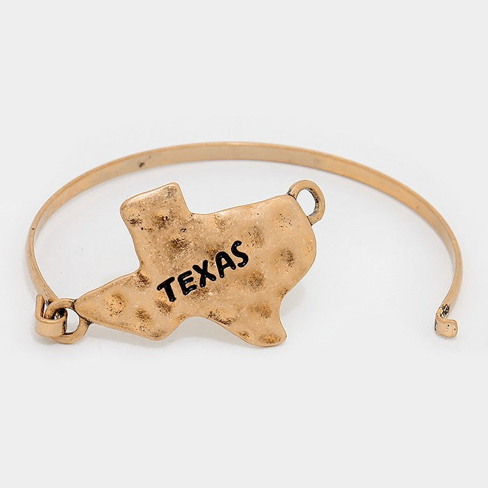 iLLASPARKZ Texas state map hammered metal hook bracelet