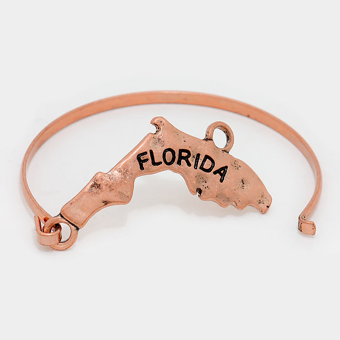 iLLASPARKZ Florida state map hammered metal hook bracelet