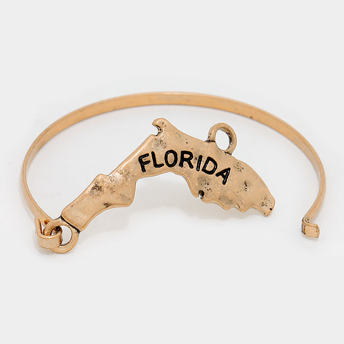 iLLASPARKZ Florida state map hammered metal hook bracelet