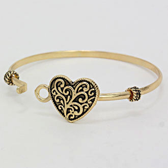 iLLASPARKZ Vintage Floral Heart Bangle Bracelet