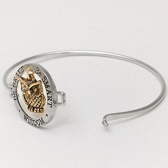 iLLASPARKZ Be Brave/ Owl Metal Bangle Bracelet