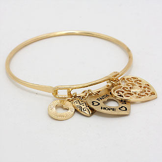 iLLASPARKZ Floral Motif Heart Bangle Bracelet