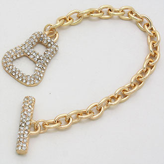 iLLASPARKZ Crystal Pave Belt Buckle Chain Bracelet