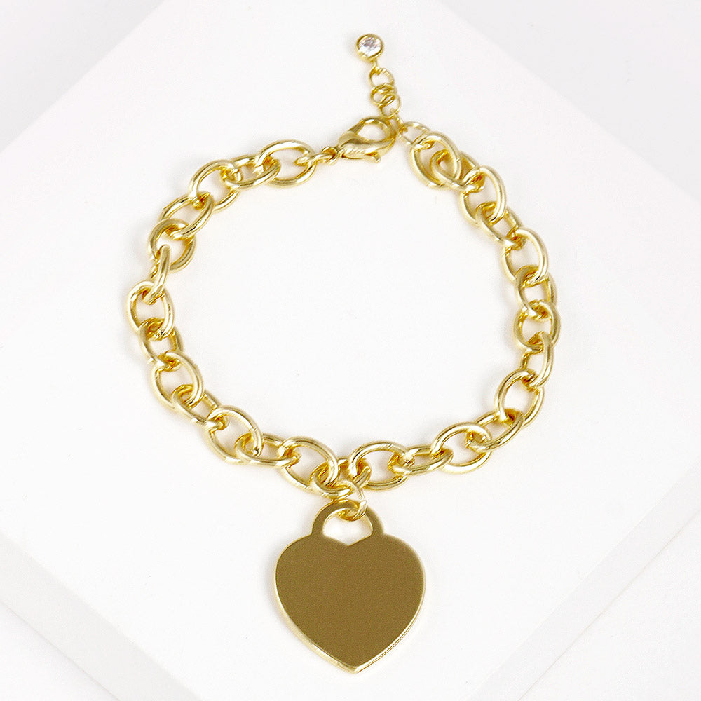 iLLASPARKZ Gold Dipped Metal Heart Lock Charm Bracelet