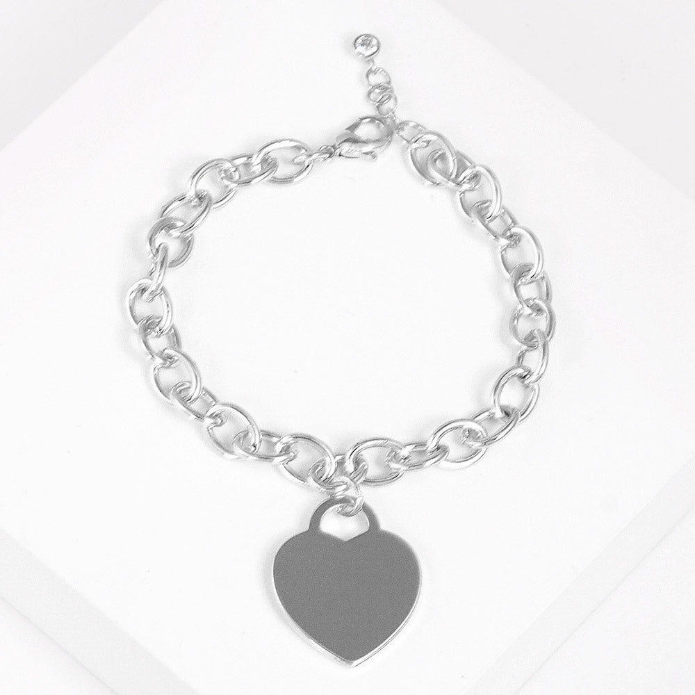 iLLASPARKZ White Gold Dipped Metal Heart Lock Charm Bracelet