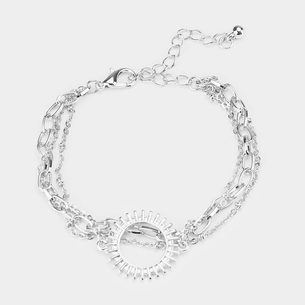 iLLASPARKZ Triple Metal Chain Link Geometric Charm Bracelet