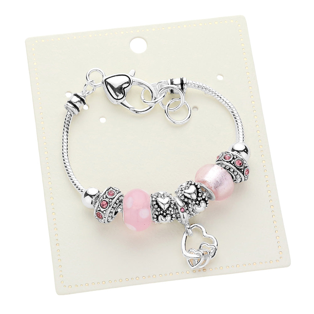 iLLASPARKZ Heart Charm Pointed Multi Bead Bracelet