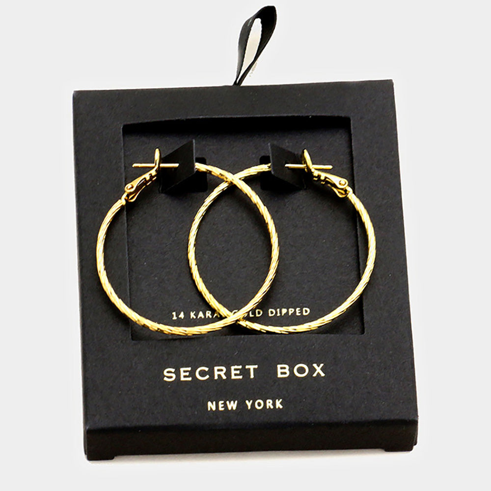 iLLASPARKZ Secret Box_14K Gold Dipped Textured Hoop Earrings