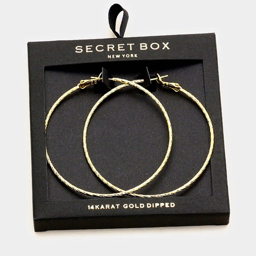 iLLASPARKZ Secret Box_14K Gold Dipped Textured Hoop Earrings