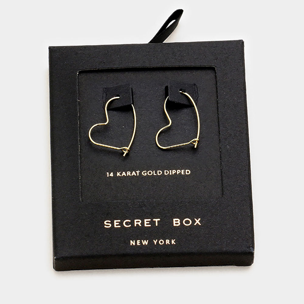 iLLASPARKZ Secret Box _ 14K Gold Dipped Heart Hoop Earrings