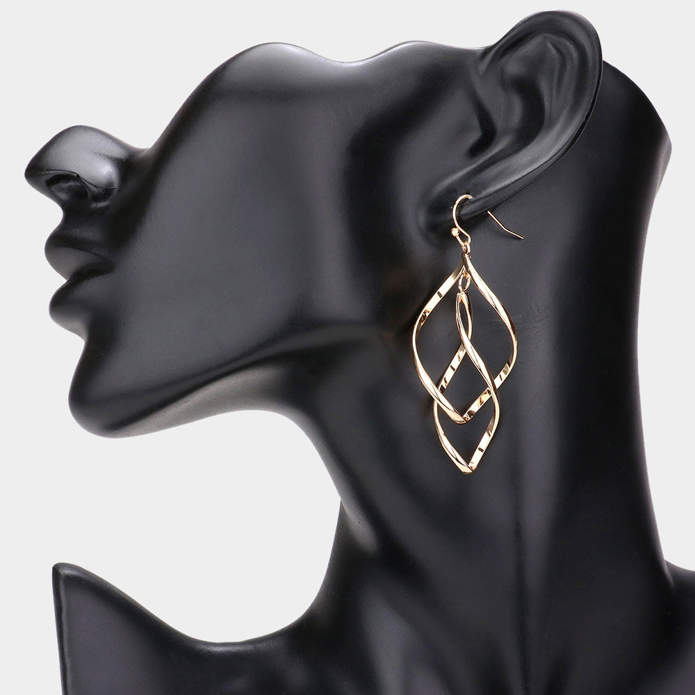 iLLASPARKZ Wavy Double Open Metal Layered Dangle Earrings