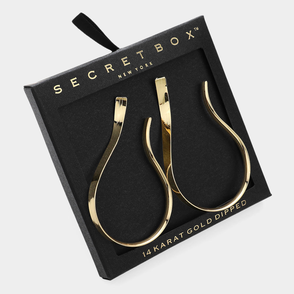 iLLASPARKZ SECRET BOX_14K Gold Dipped Abstract Wavy Metal Hoop Earrings