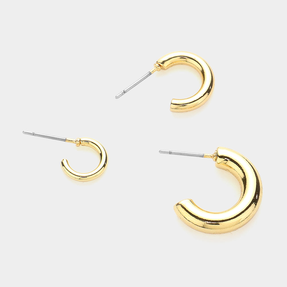 iLLASPARKZ SECRET BOX_Gold Dipped Metal Hoop 3 Pairs Earrings