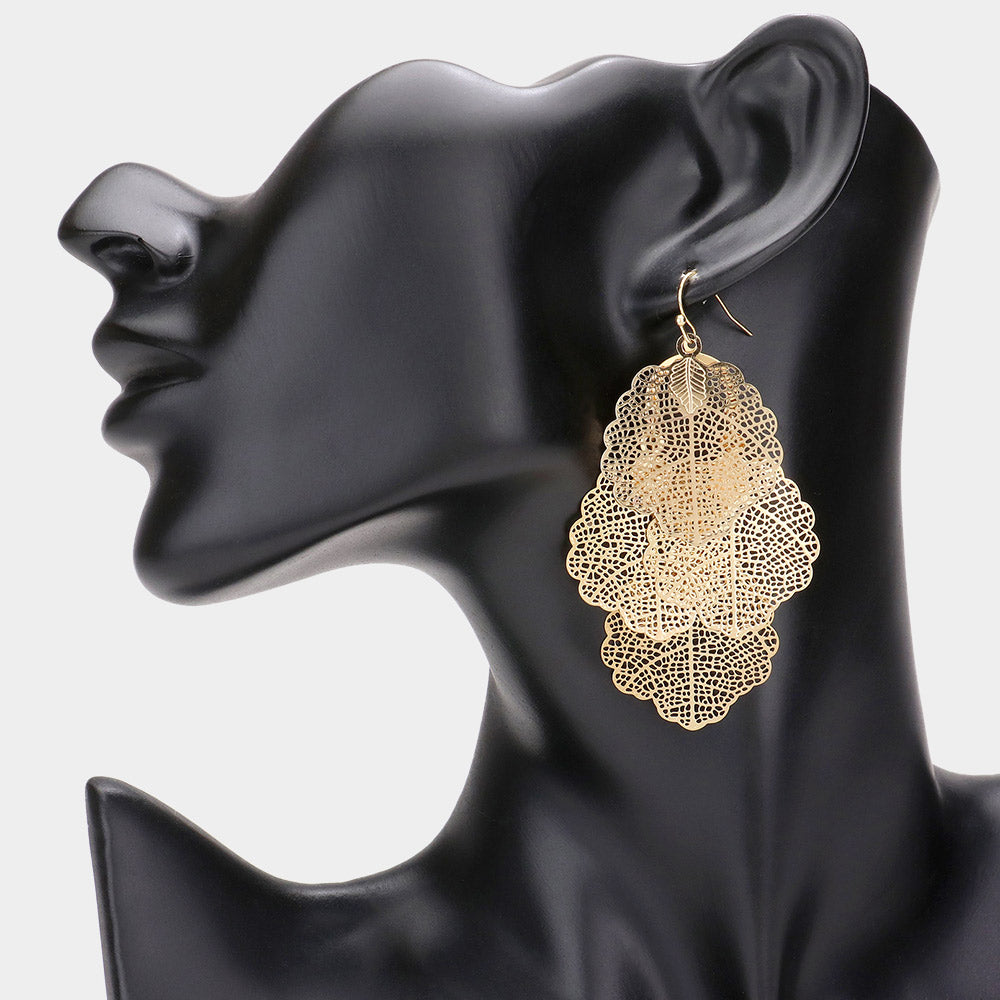 iLLASPARKZ Filigree Metal Leaf Link Dangle Earrings