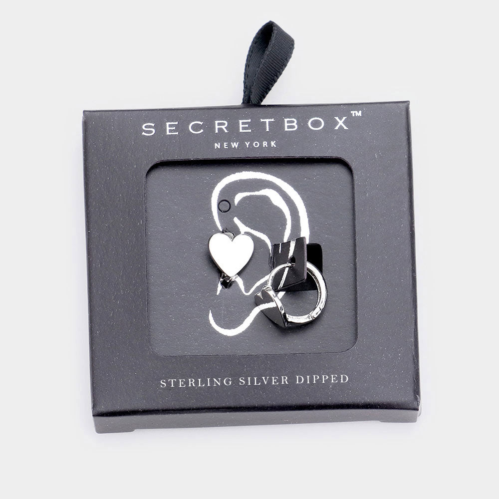 iLLASPARKZ SECRET BOX_Sterling Silver Dipped Heart Huggie Hoop Earrings