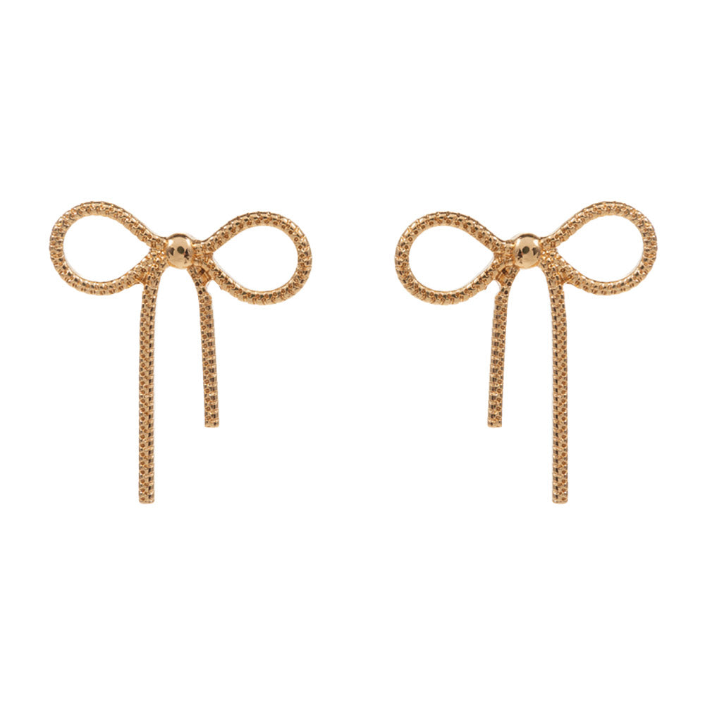 iLLASPARKZ Hypoallergenic Titanium Post Textured Bow Earrings