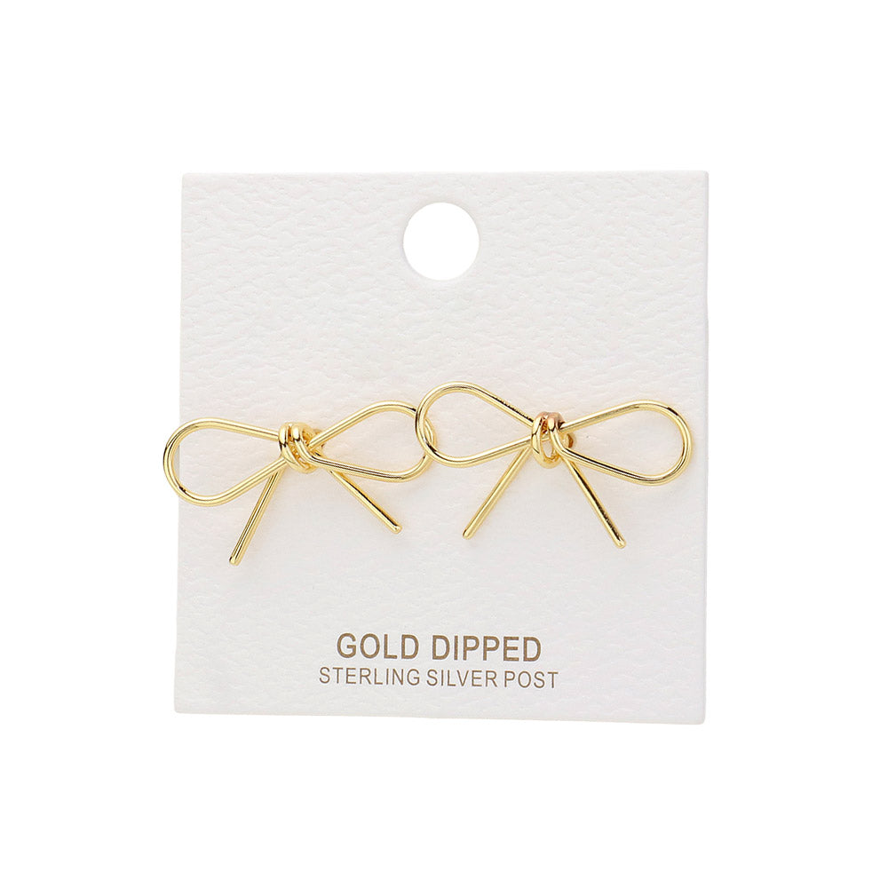 iLLASPARKZ Gold Dipped Metal Wire Bow Stud Earrings