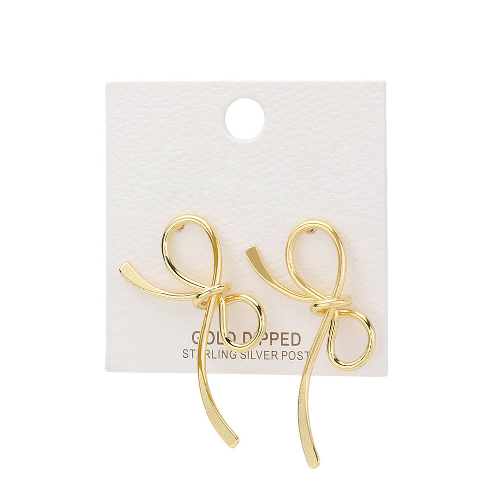 iLLASPARKZ Gold Dipped Metal Wire Bow Earrings